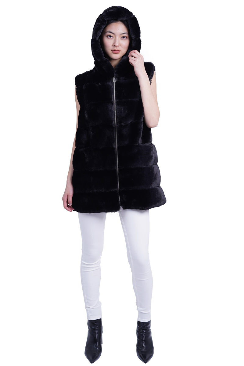 Alina Faux Fur Hooded Vest-7