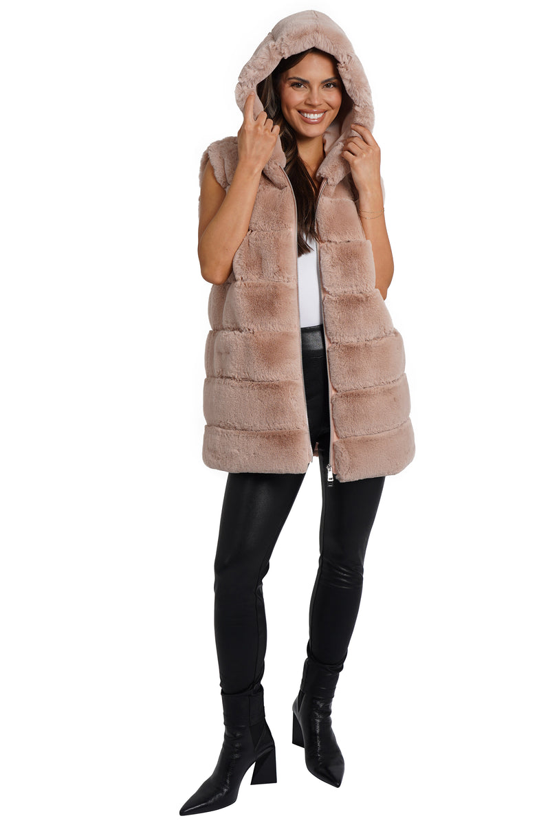 Alina Faux Fur Hooded Vest-1