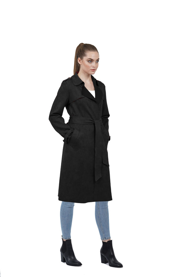 Love Token Adrianna Ultra Suede Lightweight Trench Coat Jacket