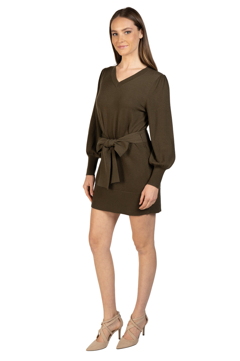 Love Token Short Knit Sweater Dress with Tie 3