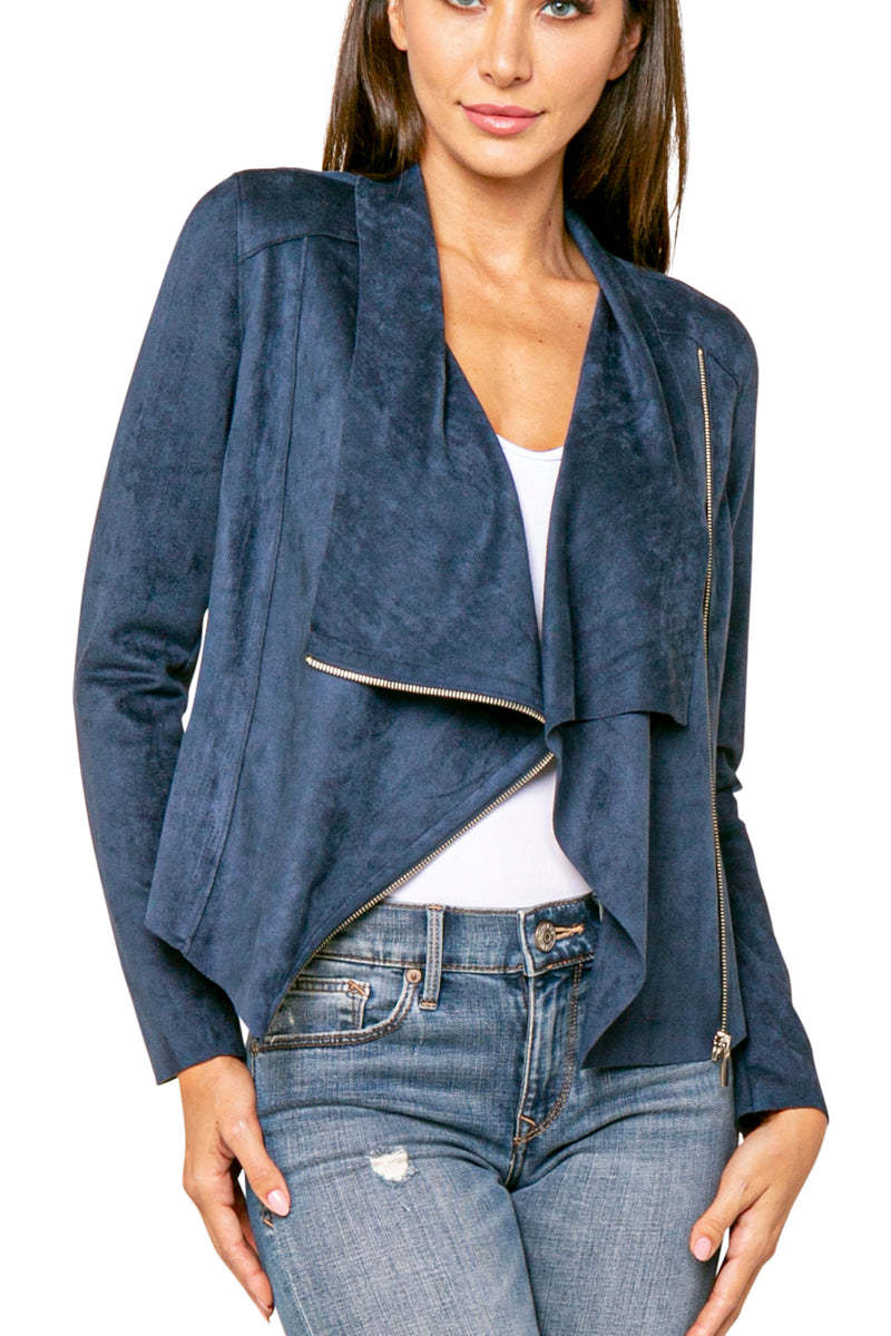 Love Token Emery Wide Collar Faux Suede Jacket