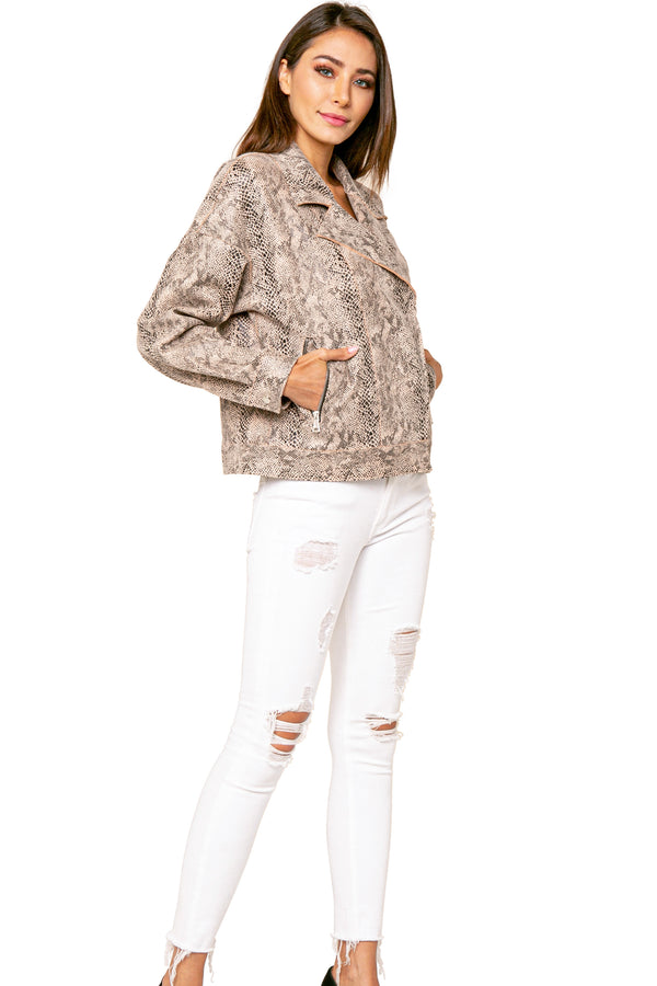 Anthony Snake Print Biker Jacket