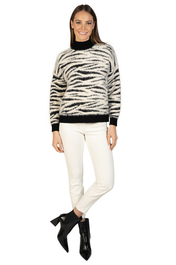 Love Token Zebra Fuzzy Pullover 1