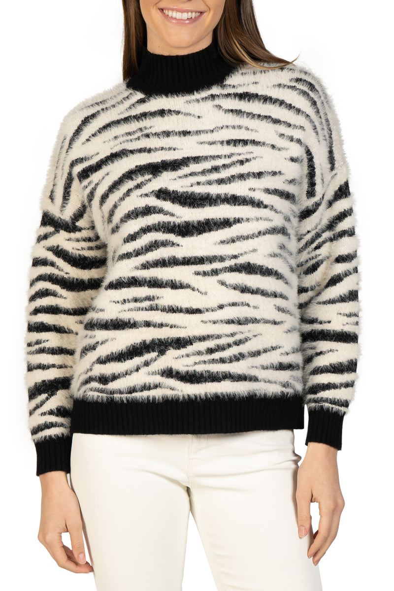 Love Token Zebra Fuzzy Pullover