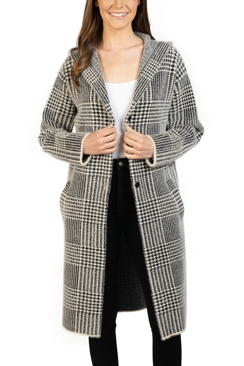 Love Token Plaid Snap Button Cardigan