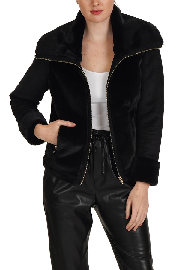 Love Token Faux Fur Zippered Jacket