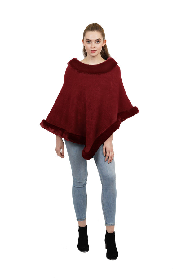 Kendra Poncho w/ Faux Fur Trim