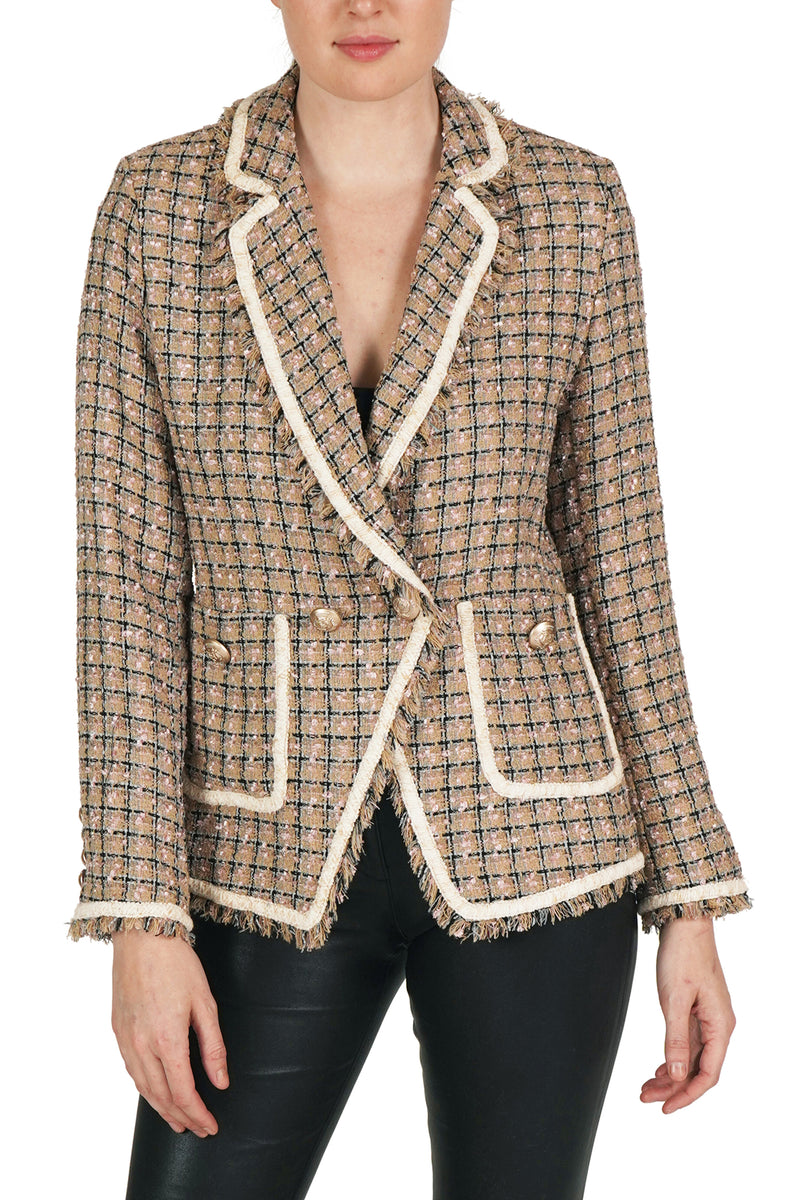 Love Token Plaid Tweed Blazer