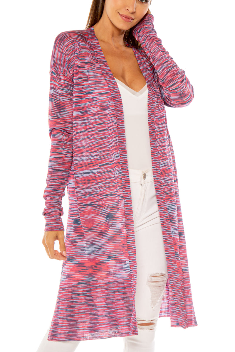 Love Token Gavin Long Multicolor Space Dye Cardigan 6