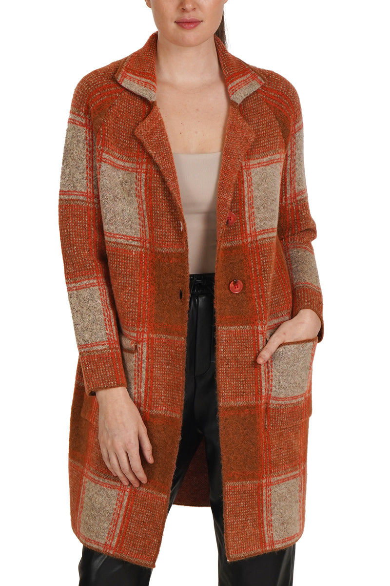 Love Token Plaid Collared Cardigan