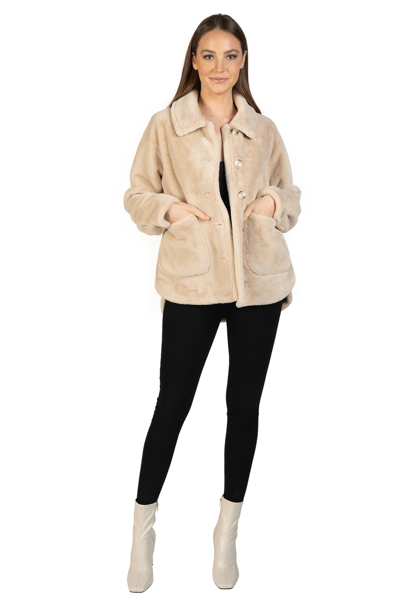 Love Token Faux Fur Button Coat 3